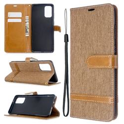 Jeans Cowboy Denim Leather Wallet Case for Samsung Galaxy S20 Plus / S11 - Brown
