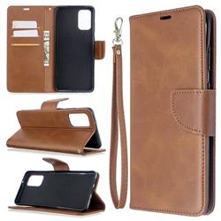 Classic Sheepskin PU Leather Phone Wallet Case for Samsung Galaxy S20 Plus / S11 - Brown