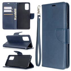 Classic Sheepskin PU Leather Phone Wallet Case for Samsung Galaxy S20 Plus / S11 - Blue