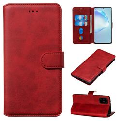 Retro Calf Matte Leather Wallet Phone Case for Samsung Galaxy S20 Plus / S11 - Red