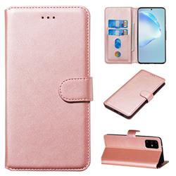 Retro Calf Matte Leather Wallet Phone Case for Samsung Galaxy S20 Plus / S11 - Pink