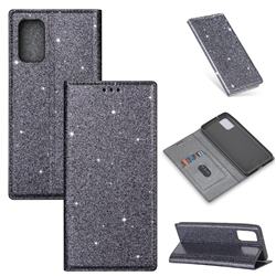 Ultra Slim Glitter Powder Magnetic Automatic Suction Leather Wallet Case for Samsung Galaxy S20 Plus / S11 - Gray