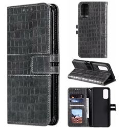 Luxury Crocodile Magnetic Leather Wallet Phone Case for Samsung Galaxy S20 Plus / S11 - Gray