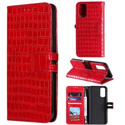 Luxury Crocodile Magnetic Leather Wallet Phone Case for Samsung Galaxy S20 Plus / S11 - Red
