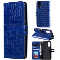 Luxury Crocodile Magnetic Leather Wallet Phone Case for Samsung Galaxy S20 Plus / S11 - Blue