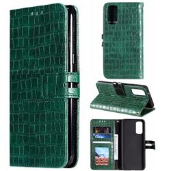 Luxury Crocodile Magnetic Leather Wallet Phone Case for Samsung Galaxy S20 Plus / S11 - Green