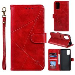 Embossing Geometric Leather Wallet Case for Samsung Galaxy S20 Plus / S11 - Red