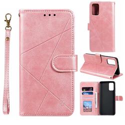 Embossing Geometric Leather Wallet Case for Samsung Galaxy S20 Plus / S11 - Rose Gold