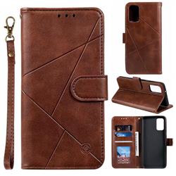 Embossing Geometric Leather Wallet Case for Samsung Galaxy S20 Plus / S11 - Brown