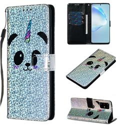 Panda Unicorn Sequins Painted Leather Wallet Case for Samsung Galaxy S20 Plus / S11
