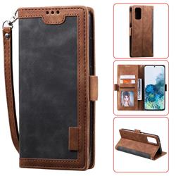 Luxury Retro Stitching Leather Wallet Phone Case for Samsung Galaxy S20 Plus / S11 - Gray
