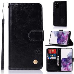 Luxury Retro Leather Wallet Case for Samsung Galaxy S20 Plus / S11 - Black