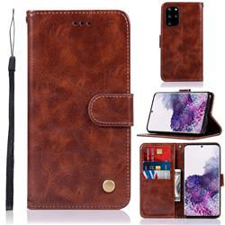 Luxury Retro Leather Wallet Case for Samsung Galaxy S20 Plus / S11 - Brown