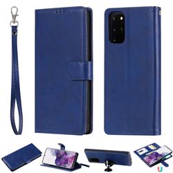 Retro Greek Detachable Magnetic PU Leather Wallet Phone Case for Samsung Galaxy S20 Plus / S11 - Blue