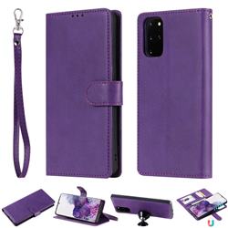 Retro Greek Detachable Magnetic PU Leather Wallet Phone Case for Samsung Galaxy S20 Plus / S11 - Purple