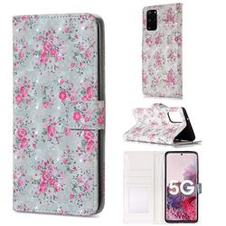 Roses Flower 3D Painted Leather Phone Wallet Case for Samsung Galaxy S20 Plus / S11