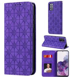 Intricate Embossing Four Leaf Clover Leather Wallet Case for Samsung Galaxy S20 Plus / S11 - Purple