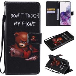 Angry Bear PU Leather Wallet Case for Samsung Galaxy S20 Plus / S11