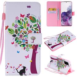 Cat and Tree PU Leather Wallet Case for Samsung Galaxy S20 Plus / S11