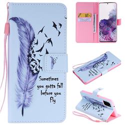 Feather Birds PU Leather Wallet Case for Samsung Galaxy S20 Plus / S11