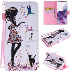 Petals and Cats PU Leather Wallet Case for Samsung Galaxy S20 Plus / S11