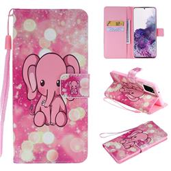 Pink Elephant PU Leather Wallet Case for Samsung Galaxy S20 Plus / S11