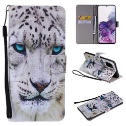 White Leopard PU Leather Wallet Case for Samsung Galaxy S20 Plus / S11