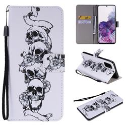Skull Head PU Leather Wallet Case for Samsung Galaxy S20 Plus / S11