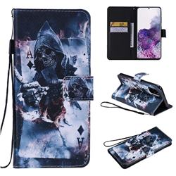 Skull Magician PU Leather Wallet Case for Samsung Galaxy S20 Plus / S11