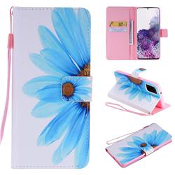 Blue Sunflower PU Leather Wallet Case for Samsung Galaxy S20 Plus / S11