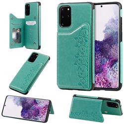 Yikatu Luxury Cute Cats Multifunction Magnetic Card Slots Stand Leather Back Cover for Samsung Galaxy S20 Plus / S11 - Green