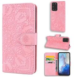Retro Embossing Mandala Flower Leather Wallet Case for Samsung Galaxy S20 Plus / S11 - Pink