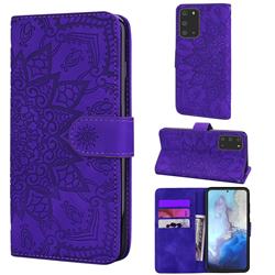 Retro Embossing Mandala Flower Leather Wallet Case for Samsung Galaxy S20 Plus / S11 - Purple