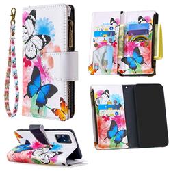Vivid Flying Butterflies Binfen Color BF03 Retro Zipper Leather Wallet Phone Case for Samsung Galaxy S20 Plus / S11