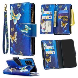 Golden Butterflies Binfen Color BF03 Retro Zipper Leather Wallet Phone Case for Samsung Galaxy S20 Plus / S11