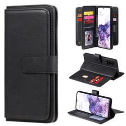 Multi-function Ten Card Slots and Photo Frame PU Leather Wallet Phone Case Cover for Samsung Galaxy S20 Plus / S11 - Black