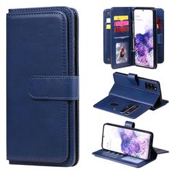 Multi-function Ten Card Slots and Photo Frame PU Leather Wallet Phone Case Cover for Samsung Galaxy S20 Plus / S11 - Dark Blue