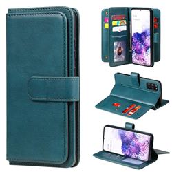 Multi-function Ten Card Slots and Photo Frame PU Leather Wallet Phone Case Cover for Samsung Galaxy S20 Plus / S11 - Dark Green