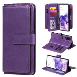 Multi-function Ten Card Slots and Photo Frame PU Leather Wallet Phone Case Cover for Samsung Galaxy S20 Plus / S11 - Violet