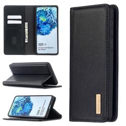 Binfen Color BF06 Luxury Classic Genuine Leather Detachable Magnet Holster Cover for Samsung Galaxy S20 Plus / S11 - Black