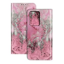 Pink Seawater PU Leather Wallet Case for Samsung Galaxy S20 Plus / S11
