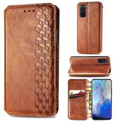 Ultra Slim Fashion Business Card Magnetic Automatic Suction Leather Flip Cover for Samsung Galaxy S20 Plus / S11 - Brown