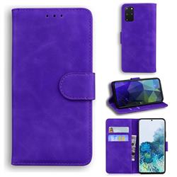 Retro Classic Skin Feel Leather Wallet Phone Case for Samsung Galaxy S20 Plus / S11 - Purple