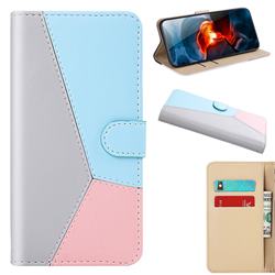 Tricolour Stitching Wallet Flip Cover for Samsung Galaxy S20 Plus - Gray