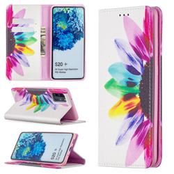 Sun Flower Slim Magnetic Attraction Wallet Flip Cover for Samsung Galaxy S20 Plus