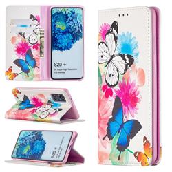 Flying Butterflies Slim Magnetic Attraction Wallet Flip Cover for Samsung Galaxy S20 Plus