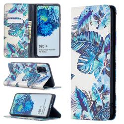 Blue Leaf Slim Magnetic Attraction Wallet Flip Cover for Samsung Galaxy S20 Plus