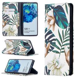 Flower Leaf Slim Magnetic Attraction Wallet Flip Cover for Samsung Galaxy S20 Plus