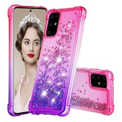 Rainbow Gradient Liquid Glitter Quicksand Sequins Phone Case for Samsung Galaxy S20 Plus - Pink Purple