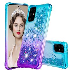Rainbow Gradient Liquid Glitter Quicksand Sequins Phone Case for Samsung Galaxy S20 Plus - Blue Purple